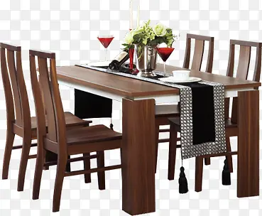 棕色木质餐桌椅子七夕