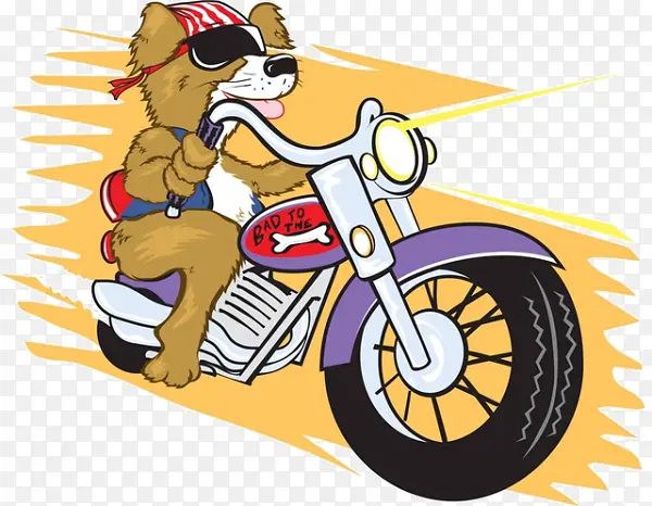 卡通狗狗骑摩托车素材