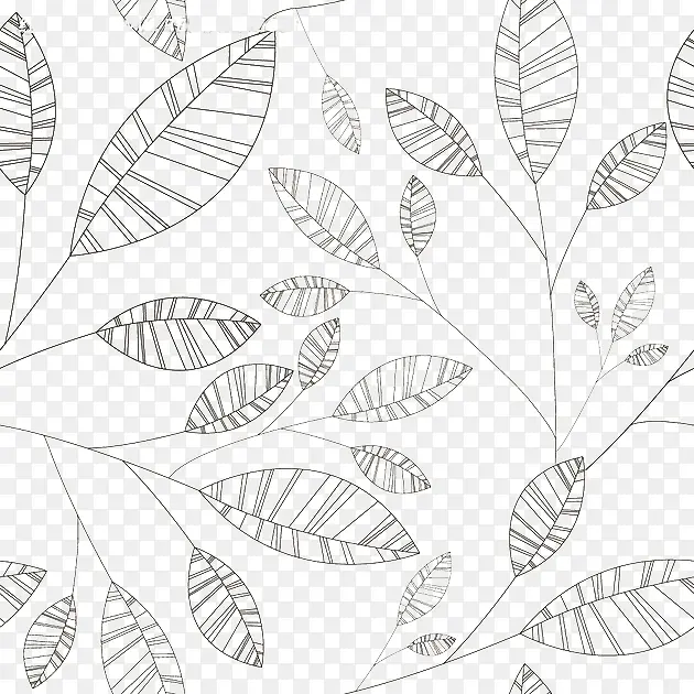 单线条简笔装饰画树叶