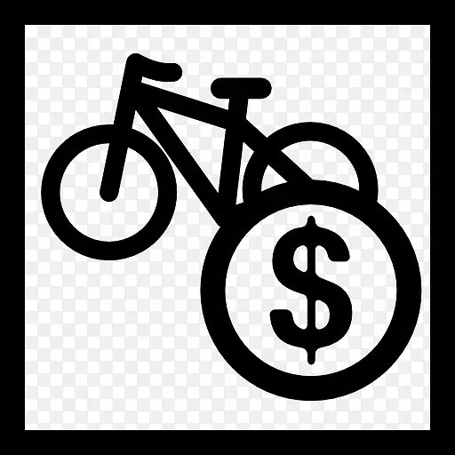 自行车销售标志美元图标