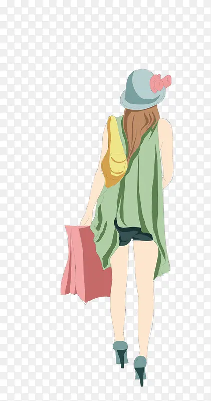 矢量插画女生背影素材