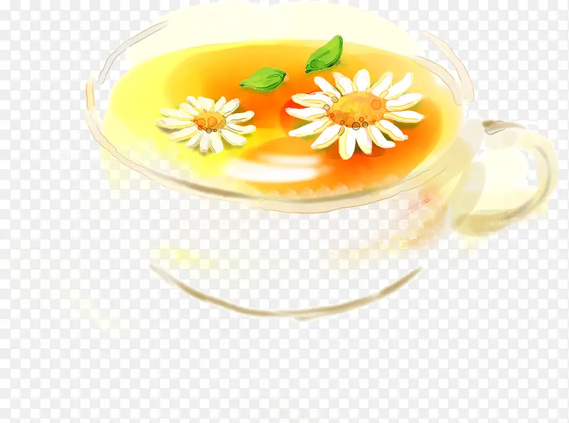 手绘漫画黄色花朵茶杯