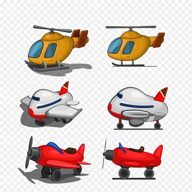 卡通飞机直升机装饰矢量图