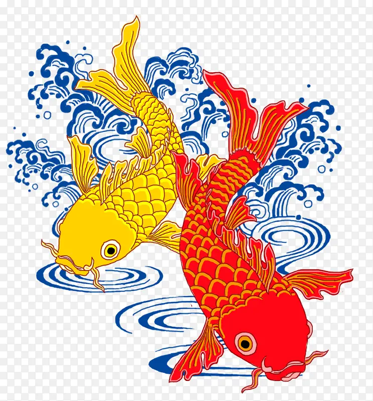 年年有余中国风装饰手绘新年素材