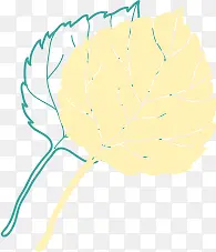 手绘冬季蓝色树叶