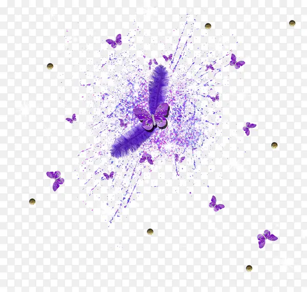 浪漫紫色蝴蝶漂浮素材