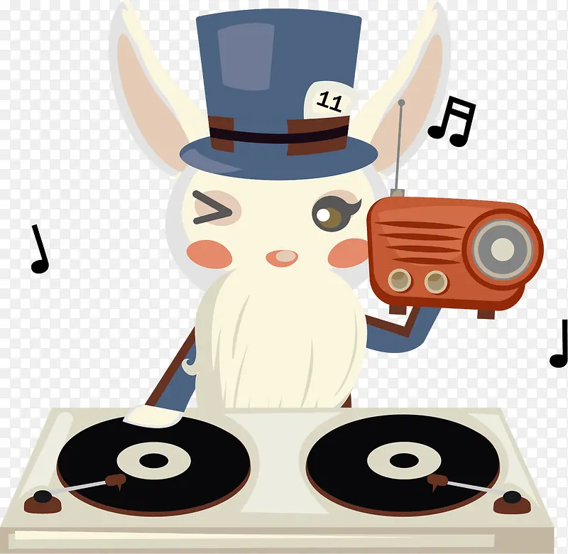 矢量兔子DJ音乐家
