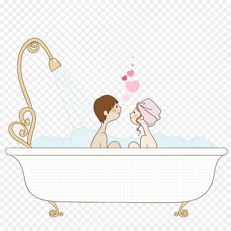 一起洗澡的情侣