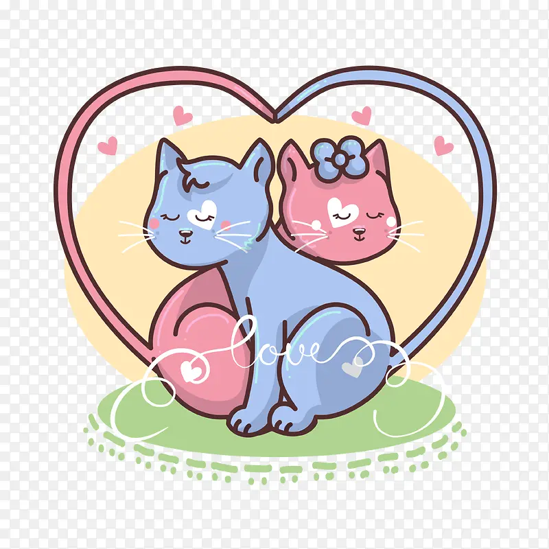 可爱情侣猫咪矢量插画