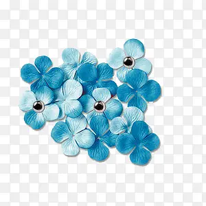 蓝色花瓣散落一地