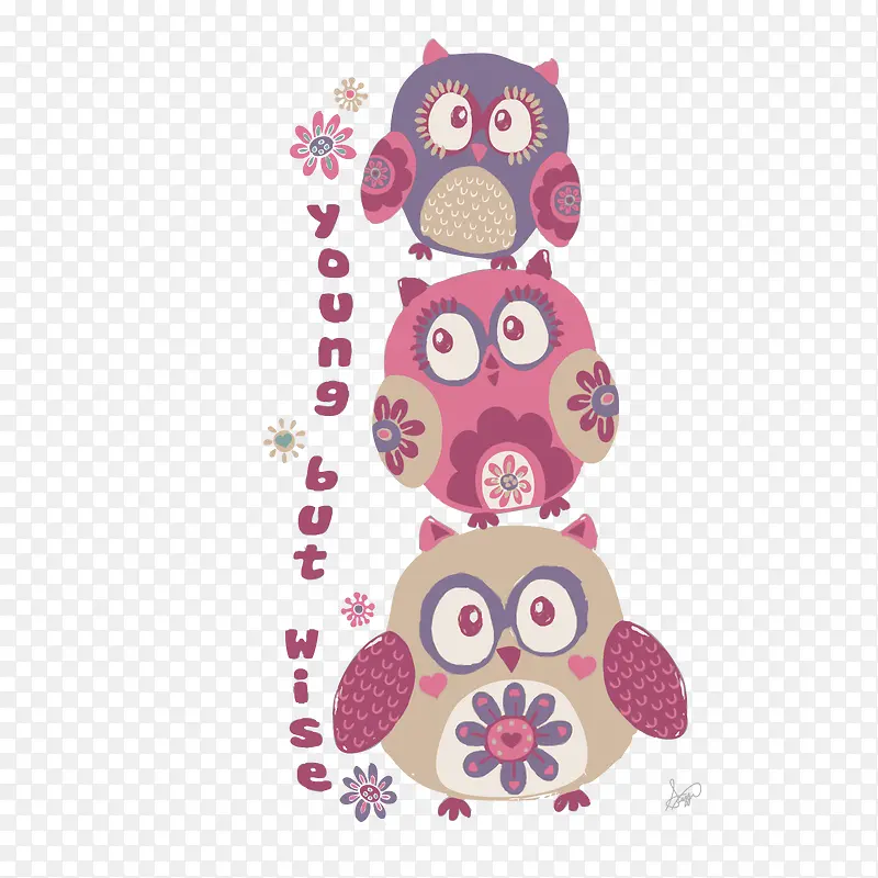 可爱卡通猫头鹰矢量图