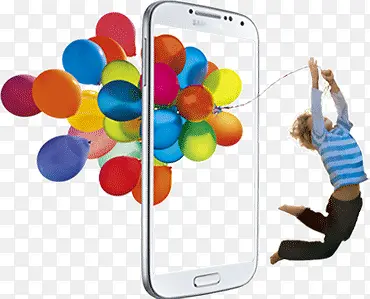 手机模型跳跃起飞气球