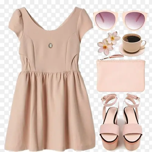 粉色宽松连衣裙