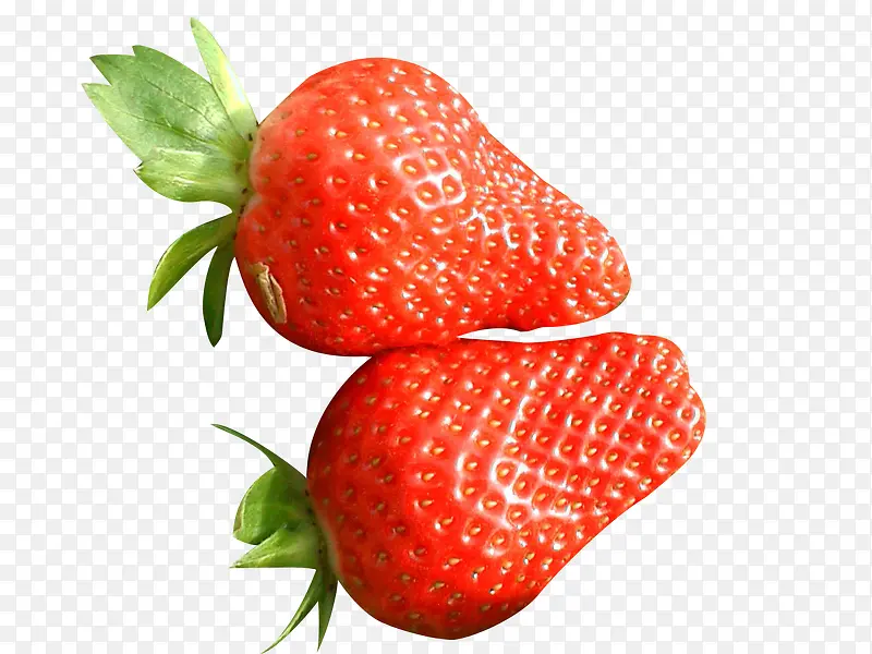 两个红草莓采摘图片素材