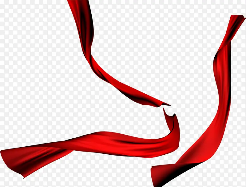红色丝带节日装饰元素