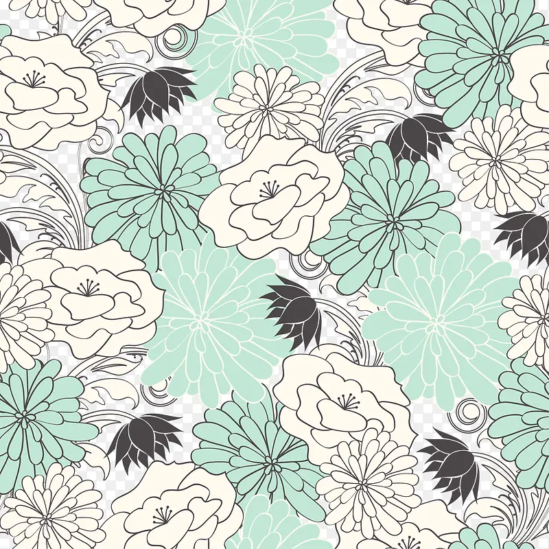 矢量手绘花铺底