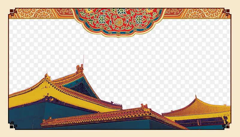 彩色中式建筑装饰边框