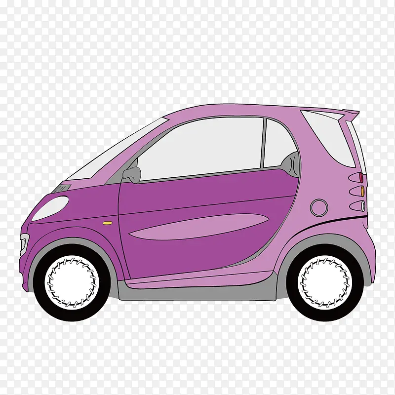 矢量卡通紫色迷你小汽车