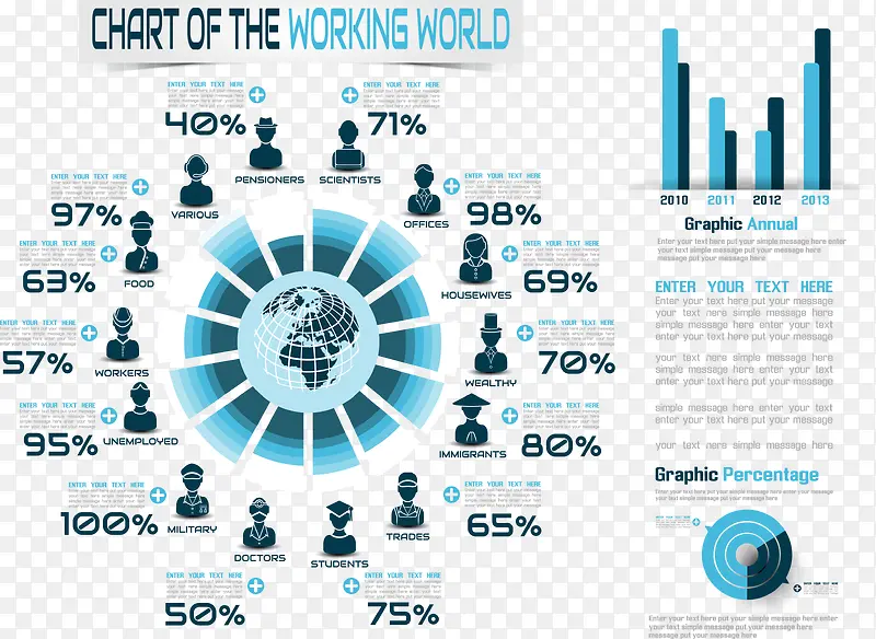 装饰蓝色世界工作者数据分析图表