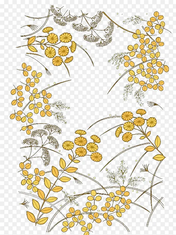 黄色花枝底纹