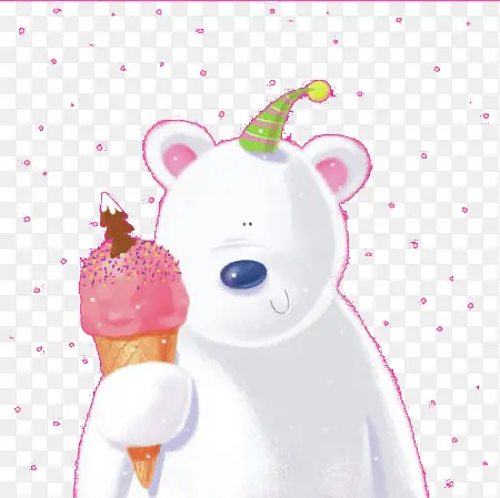 手绘拿冰激凌的白色大熊