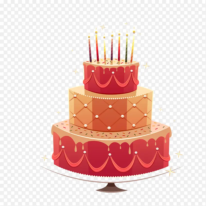 红色生日蛋糕矢量图