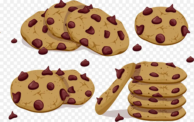 矢量图曲奇饼巧克力豆