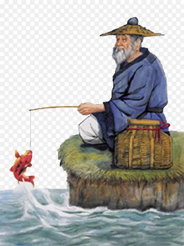 老渔民钓鱼