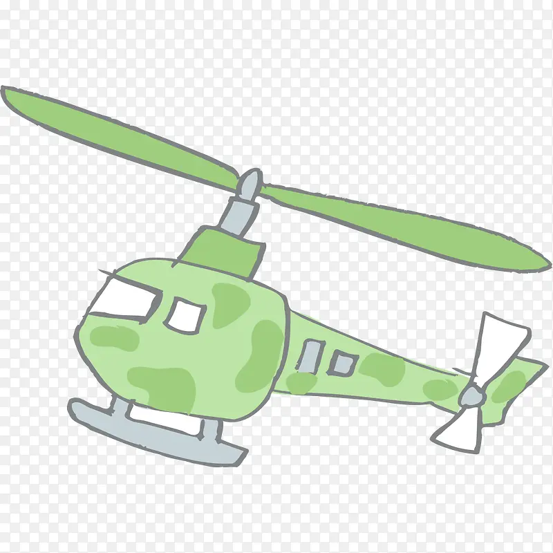 手绘绿色直升机