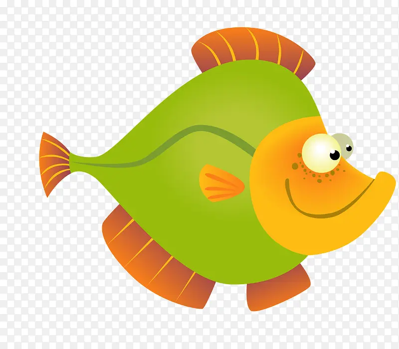 矢量绿色海洋可爱卡通微笑小鱼