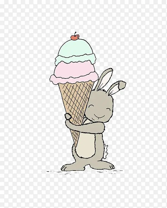 包冰淇淋的兔子