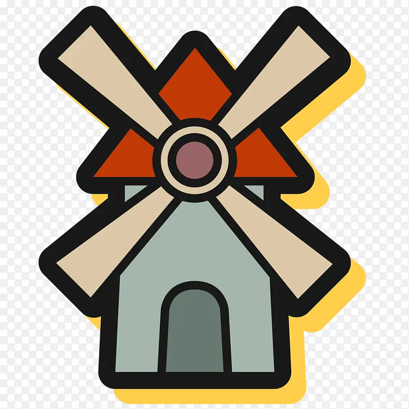 矢量卡通大风车建筑