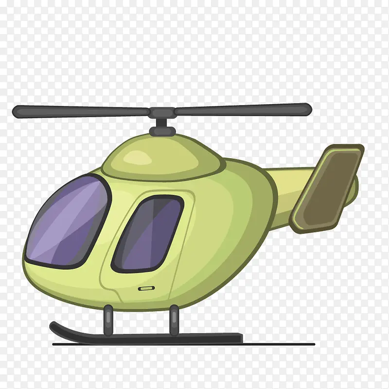 浅绿色卡通儿童画直升机