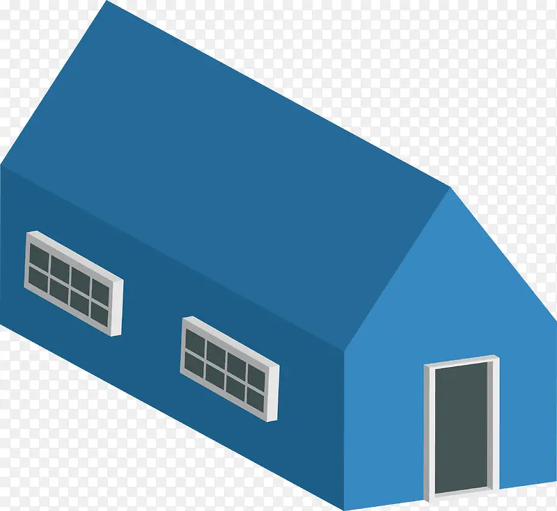 蓝色矢量小房子素材