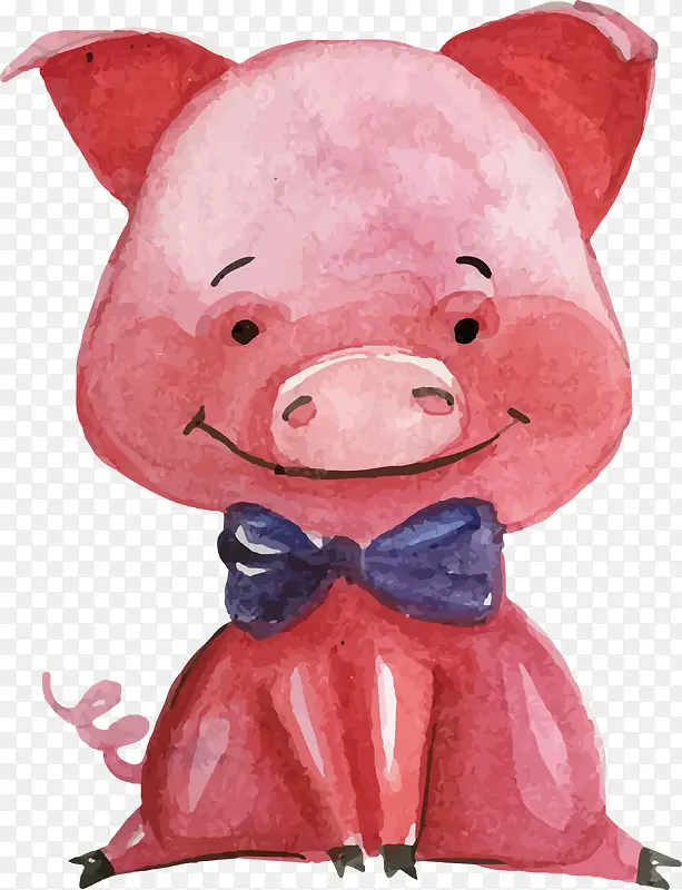矢量可爱粉色小猪