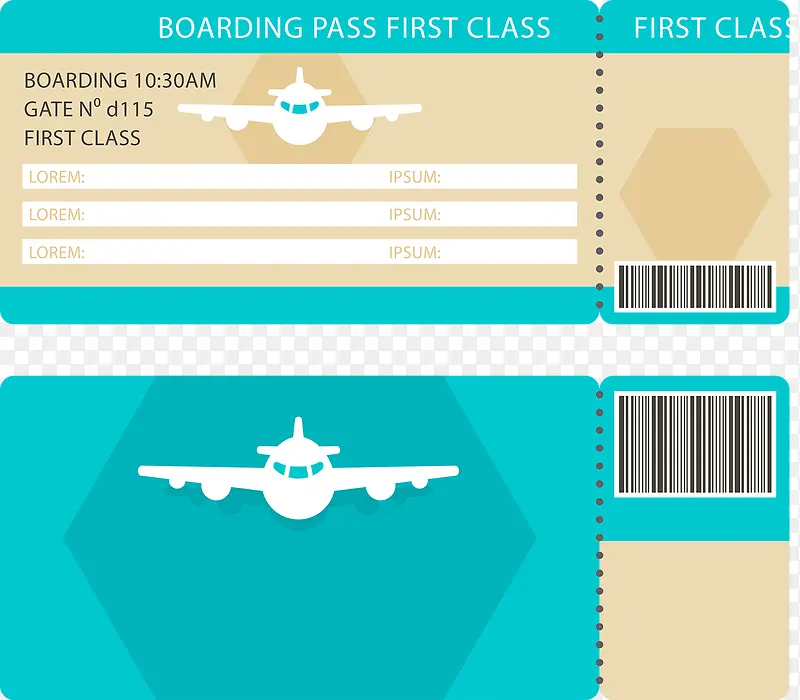 可爱清新简约登机牌矢量图