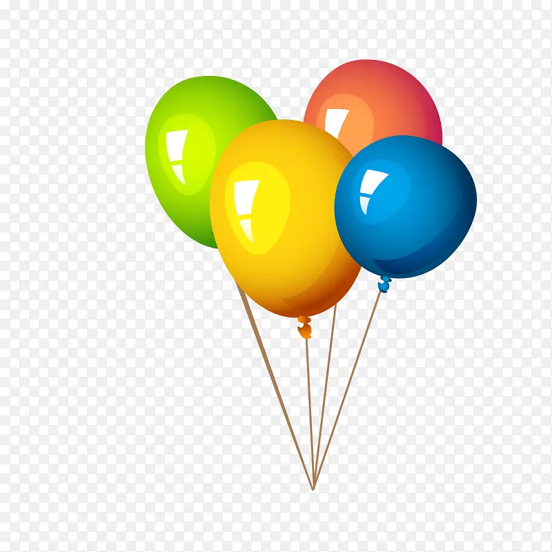 立体彩色手绘缤纷彩色气球装饰矢