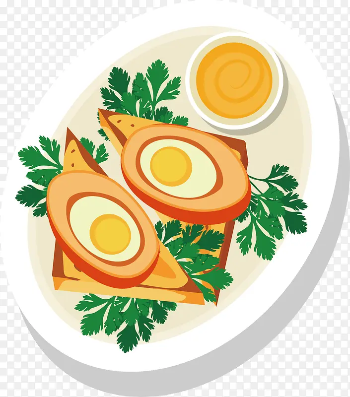 矢量手绘美味鸡蛋