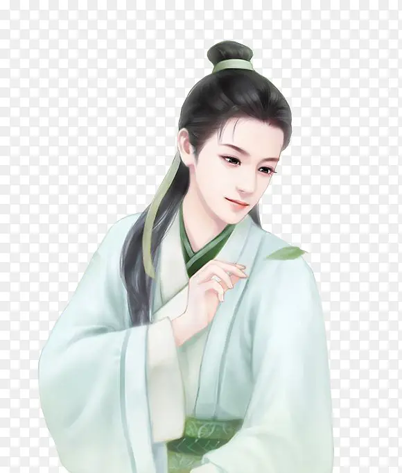 白衣黑发男子古风立绘