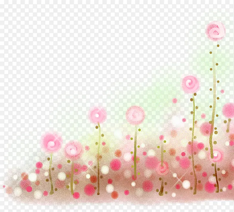 手绘粉色淡雅春日花朵植物