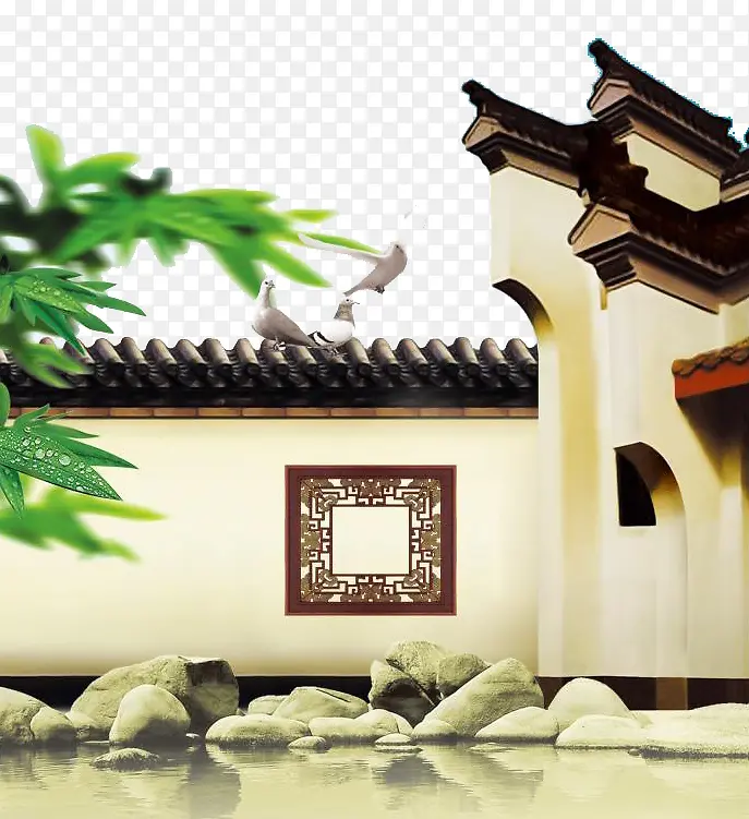 中式屋檐建筑素材