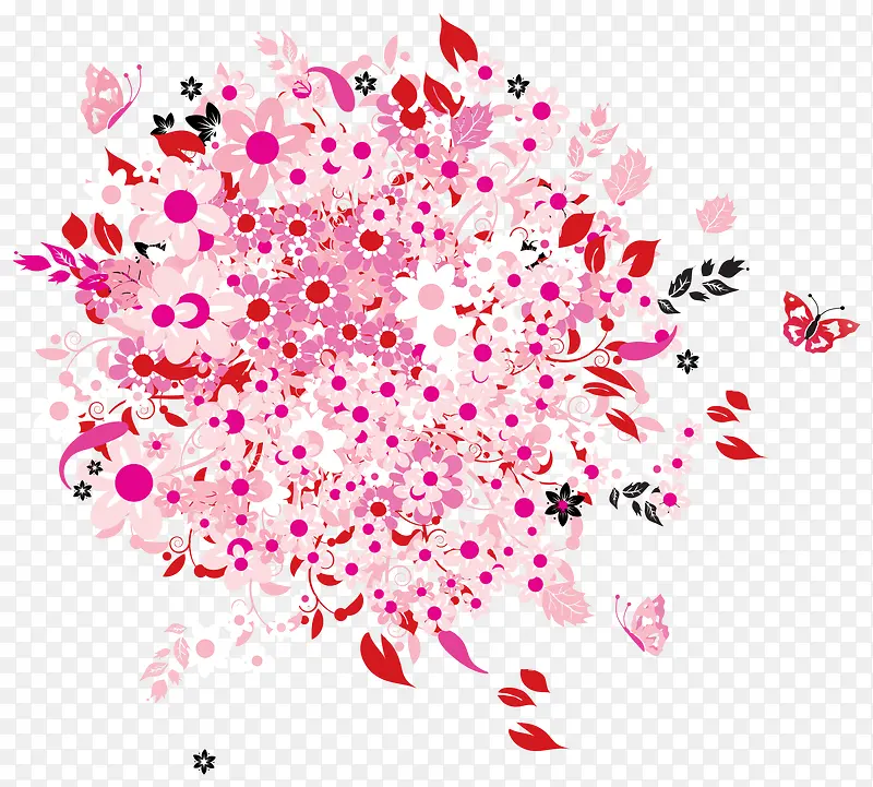 粉色花朵装饰矢量