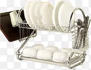 白色干净碗碟碗架
