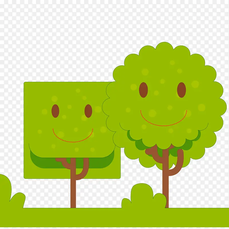 卡通可爱的笑脸树木设计