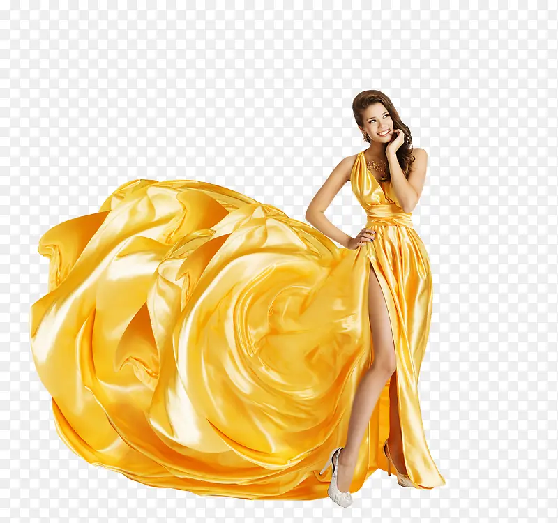 创意唯美摄影黄色的裙子女神