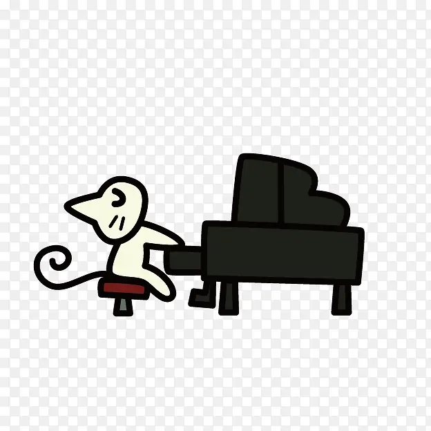 手绘小猫弹钢琴