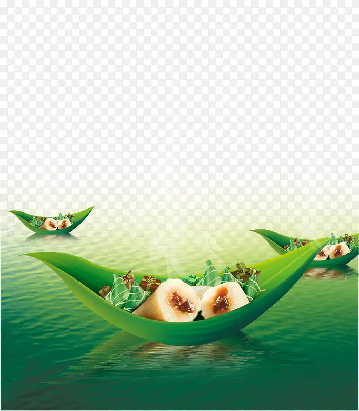 绿色清新粽子龙舟端午海报