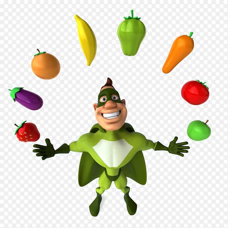 卡通绿色蔬菜超人