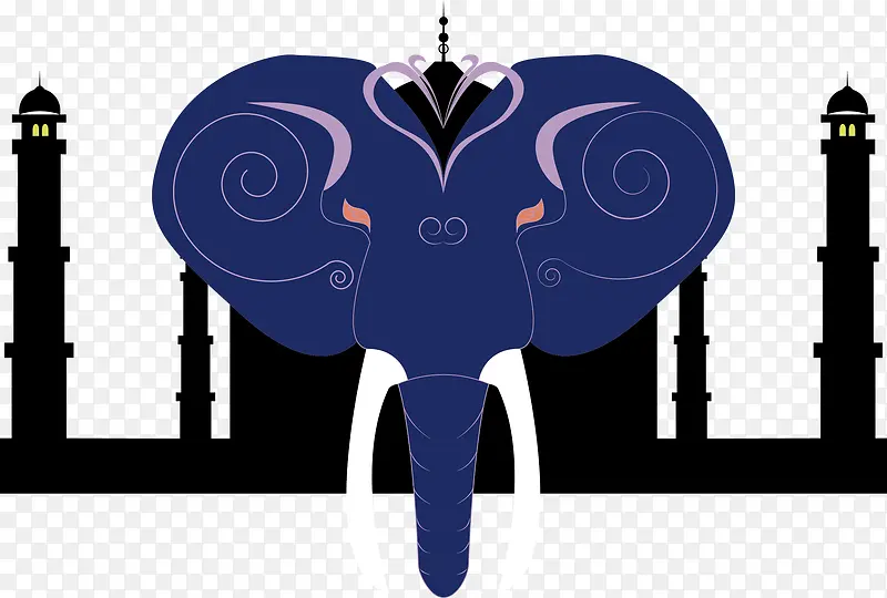 矢量大象头装饰图案logo