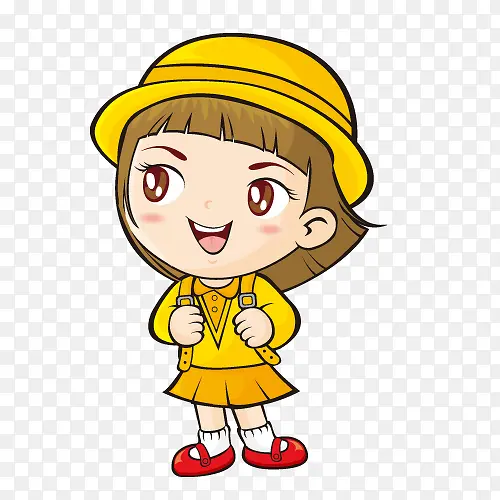 戴帽子的黄色小女孩